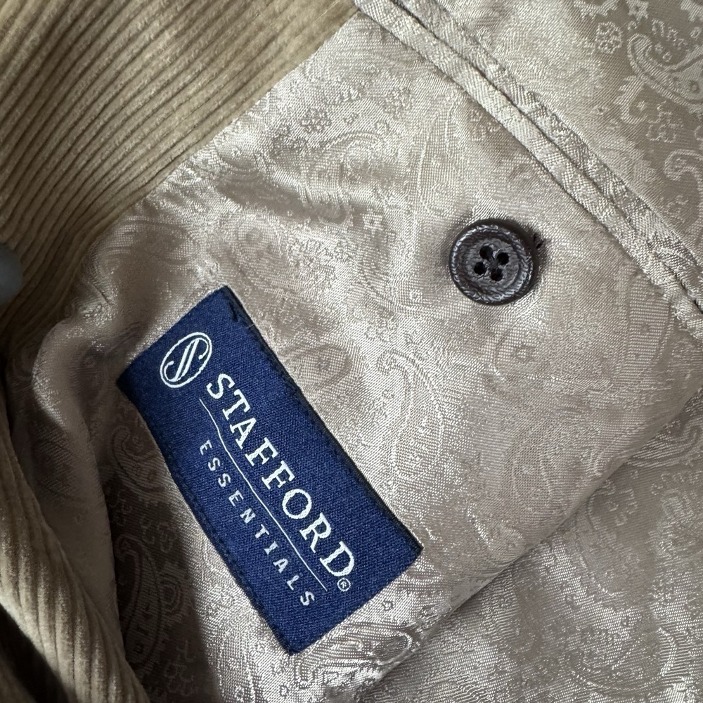 VTG Stafford 44R Men's Blazer Jacket Tan Classic Fit Sport Coat Corduroy Cotton - Picture 8 of 11